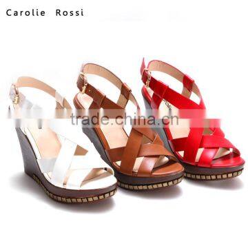 non-slip WEDGE SANDAL wood sole buckle strap shoes