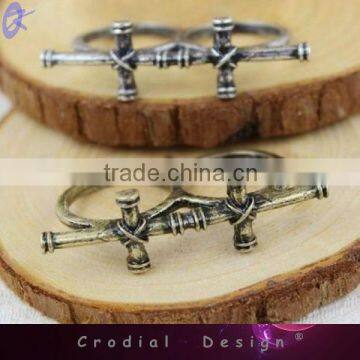 2013 New Products Cheap Wholedale Fashion Double Cross Ring For Boy Fashion Jewelry Gift