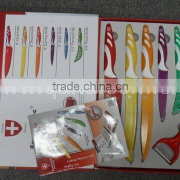 non-stick knife set with color box/7pcs colorful knife set/colored cutlery knife