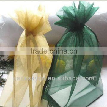 Unique Green Organza Candy Bag With Ribbon photo-2