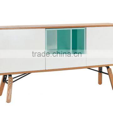 Bright color modern kitchen cabinets, wooden sideboard