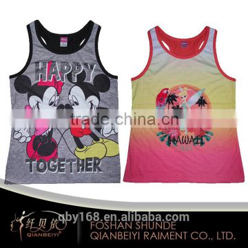 China customizable summer clothing screen printing fashion girl waistcoat