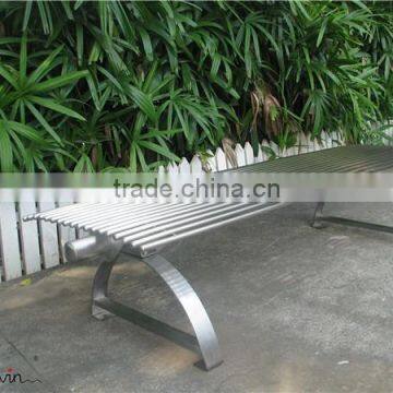 Modern stainless steel park bench without backrest