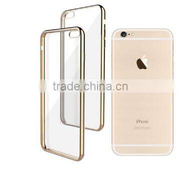 Luxury Ultra Slim Gold Plating Crystal Clear Tpu Case for Iphone 6 Transparent Soft Phone Bag Cover photo-3