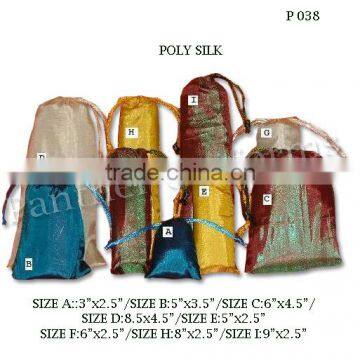 Poly silk drawstring gift pouches