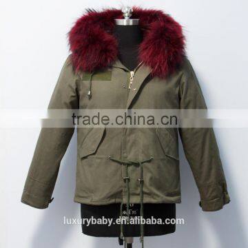 woman hot selling winter real fur parka with fur trim hood