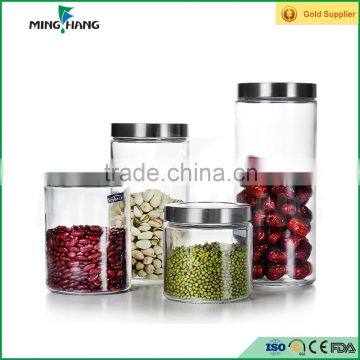round glass food grade storage container mason jar with lid