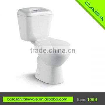 Popular white domitory s-trap ceramic two piece toilet washdown