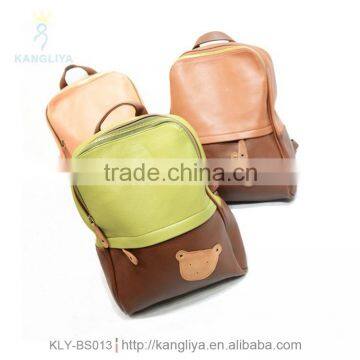 Fashion contrast color lady PU backpack cute pattern on the backpack