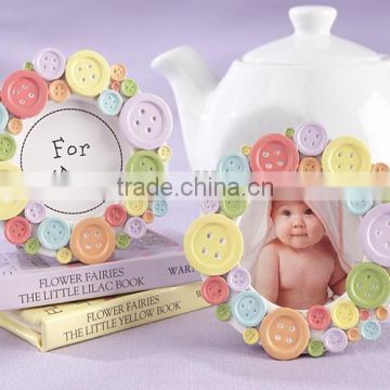 "Cute as a Button" Round Photo Frame / Placecard Frame