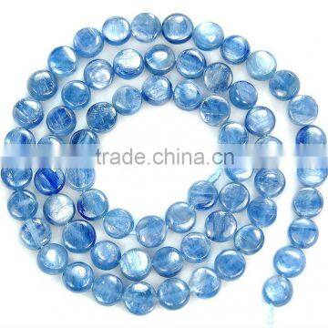 Natural Blue Kyanite Coin Beads 16"