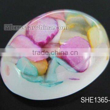 Colorful patterned shell cabochon