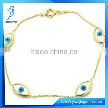 Fasion Jewelry mother of pearl silver evil eye bracelet