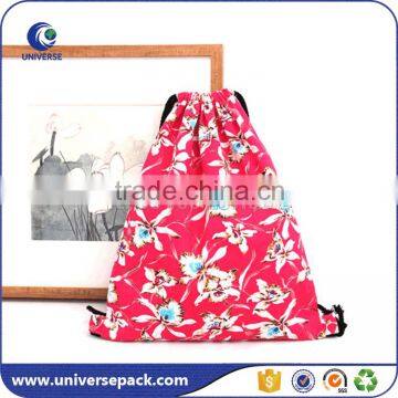 Customzied canvas drawstring backpack bag flower