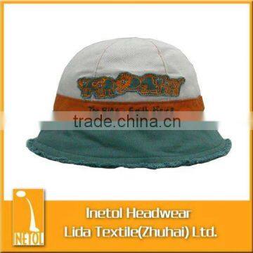 cotton embroidery bucket kids hat