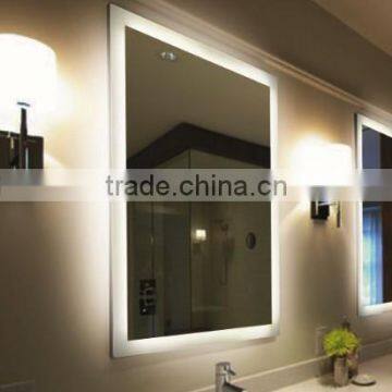 Large size LED lighted bathroom mirror with demister pad for hotel project