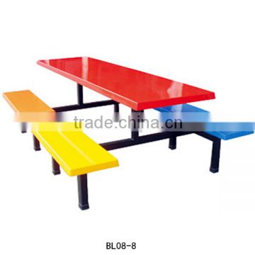 Colorful fast food furniture design Glass dining table and chair on sale BL08-8