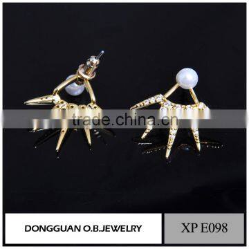 Dubai Gold Jewelry Earring 18k Gold White Gold Plated Stud Diamond Earring/ Pearl Earing photo-3
