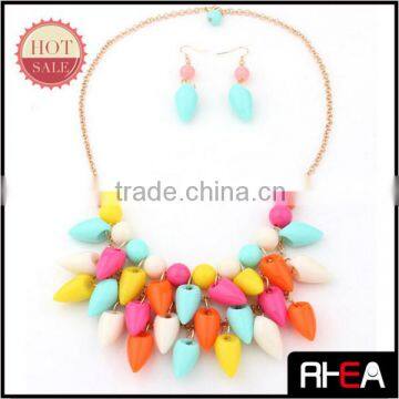 Hot Sale 2014 Fashion Kid Colorful Resin Necklace Set