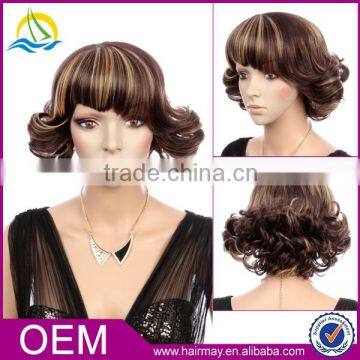 New arrival black/yellow/blond synthetic lace front hair wig u part lace front wig