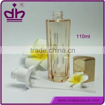 New design empty cosmetic hexagon bottle 110ml for skin moisturizer