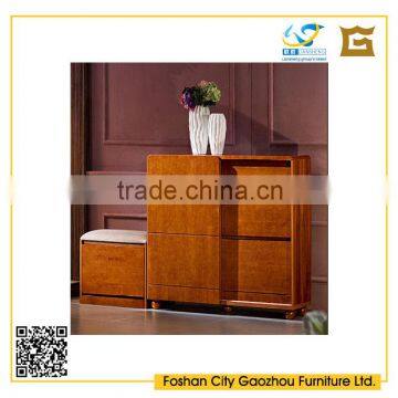 Modern Stylish Wood Functional Shoe Cabinet and Stool