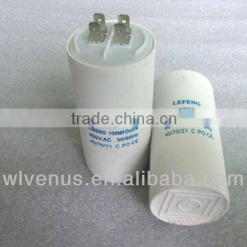 white plastic case cbb60 5uf 370v capacitor 100uf