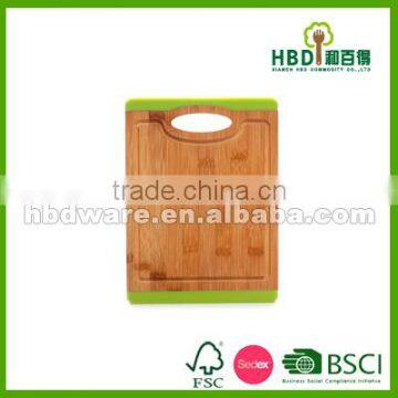 Non-slip Wood Bamboo Cutting Board With Silicone Edge, Bamboo and Silicone Cutting Board