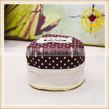 Cute Round Tissue Box /cotton and Linen Desk Storage Cylinder Tissue Box