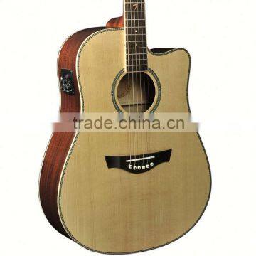 China Musical Instrument 41" Inlay Rattan Acoustic Electric Guitar photo-2