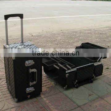 Black aluminum makeup trolley case