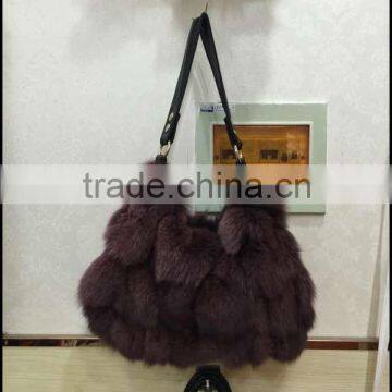 fashion factory price winter real fox fur sexy women handbags