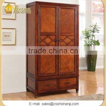 Double-Door Wood Wardrobe Armoire with 2- Drawers