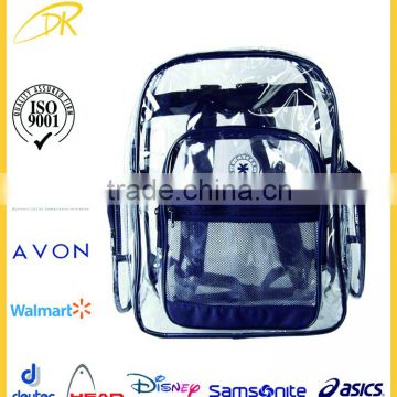 Hot sell Clear Transparent PVC backpack, PVC student Backpack