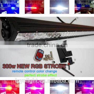 Color changing light bar RGB 288W 50 inch wireless remote control for offroad, truck, 4x4, atv led light bar purple
