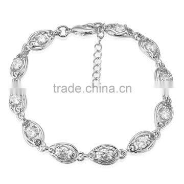 2016 Alibaba 18k white gold plated bracelet prong setting AAA+cubic zirconia jewelry