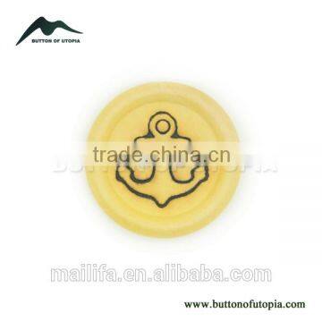 2 Holes High Quality Natural Wood Button with Anchor Figure Printed On