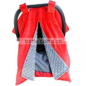 New design sartorial double piled soft red and grey minky car seat cover