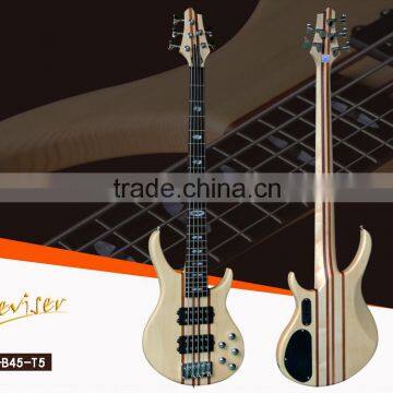 Solid connection spruce+sapele+maple 5 strings electric bass