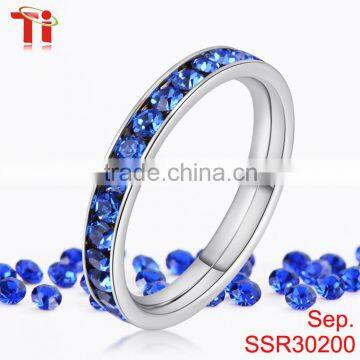 Aohua Jewelry Stainless steel engagement sapphire diamond ring
