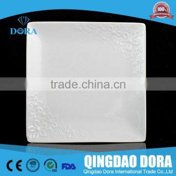 square shape dinner white porcelain plate/ customized shape hotel tableware/hotel porcelain dinner plates