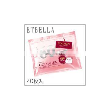 ETBELLA Collagen Sheet Face Mask 40 Sheets Made in Japan Collagen Extract 65%