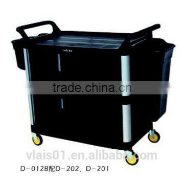 3 layers plasticl food service trolley for restaurant equipment