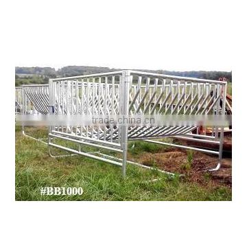 BIG BALE Round Bale Hay Feeder with added Trough and Horse Stall Pens