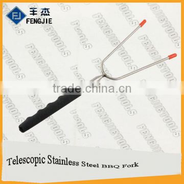 High Quality Ruber Handle Telescopic BBQ Grill Fork