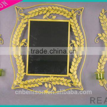 SPRING Home Decorative Green Leaf Wall Matel MIrror Frame