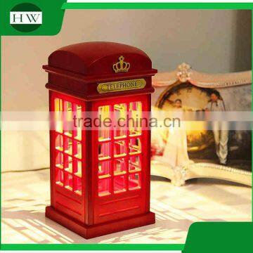 Plastic Antique Telephone Booth Eye Protection Battery Operated Usb Rechargeable Led Study Reading Desk Table Touch Night Light photo-2