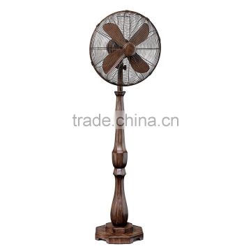 Oscillating Antique Pedestal Fan, 16-Inch, Copper, Orient Wooden Art Stand Fan