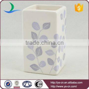 4pcs White Leaf Design Decal Ceramic Bathroom Accessories photo-4