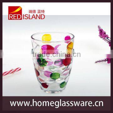 decorative glass cup for milk with hand drawing